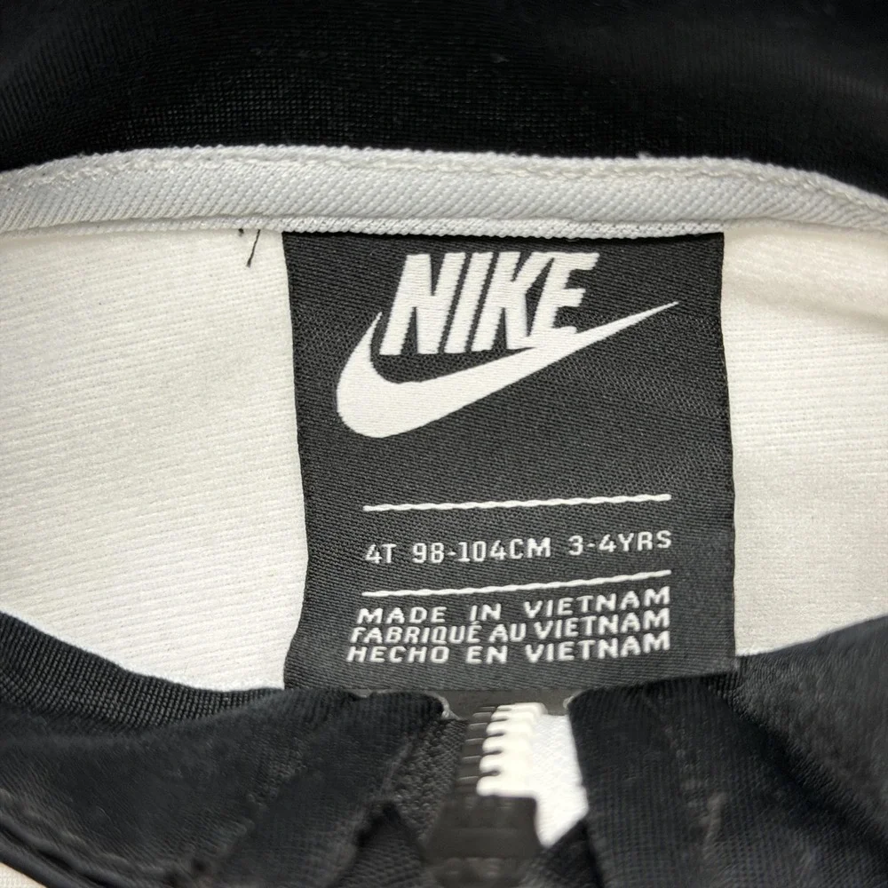 Nike Jacket Youth‎ 4T Black White Colorblock Track Full Zip Swoosh Logo Athletic